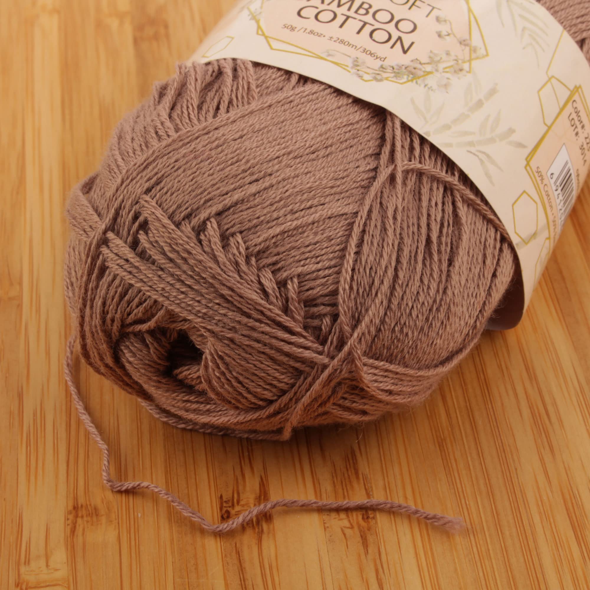 JubileeYarn Baby Soft Bamboo Cotton Yarn - 50g/Skein - Coffee Lover - 4 Skeins, 6TC25 Coffee Lover - Image 3