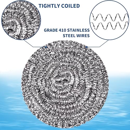 Miniatura 10 de Estropajo de acero inoxidable para fregar, esponjas mágicas de borrador, sartén limpia y estante para asar, lana de acero para cocina y baño (6