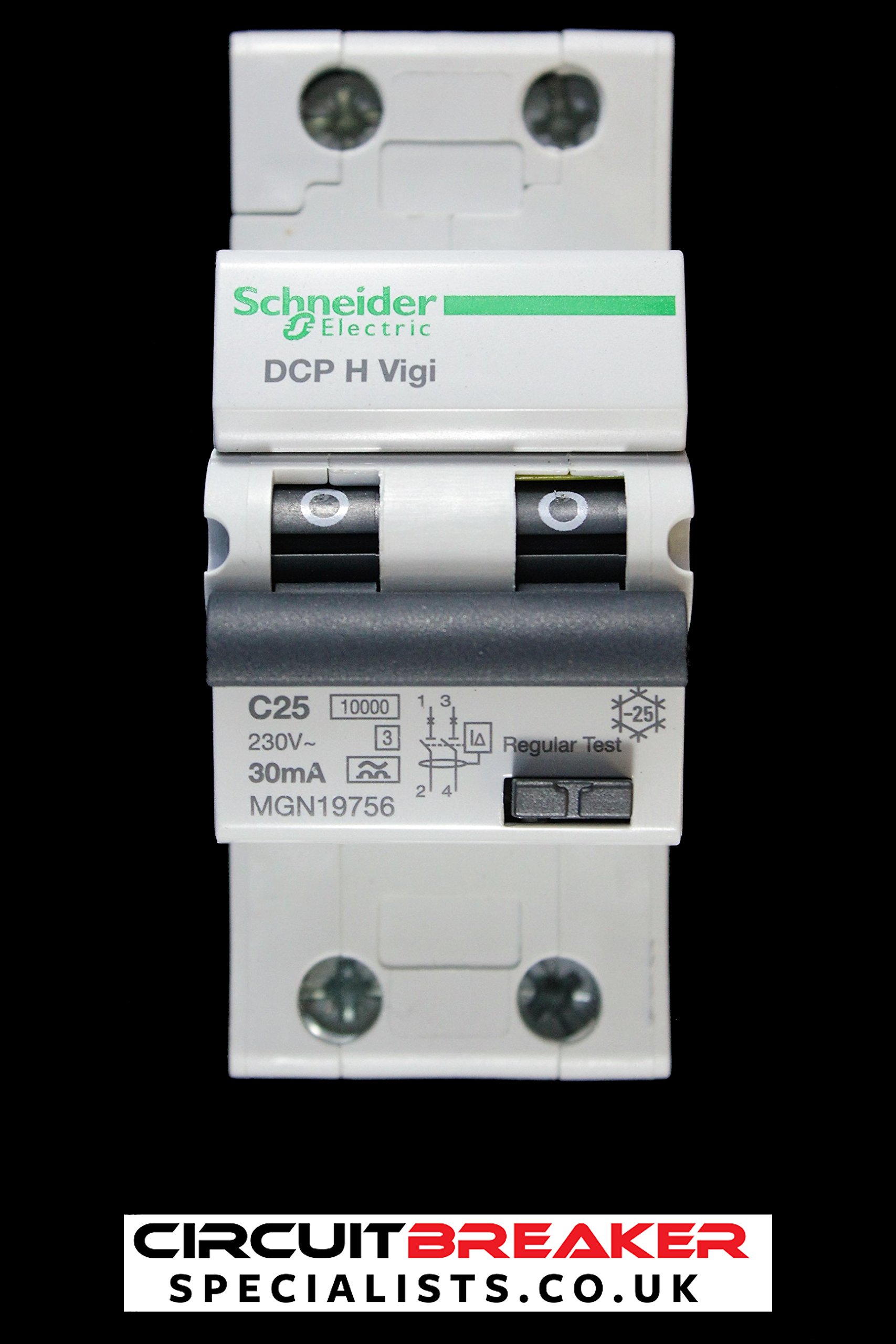 SCHNEIDER 25 AMP TYPE C 10 kA 30 mA DOUBLE POLE RCBO RCD MCB DCP H VIGI MGN19756