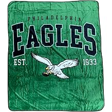 Pegasus Sports NFL Vintage Arch Block Plush Blanket, 50x60, Team Colors Philadelphia Eagles Kelly Green