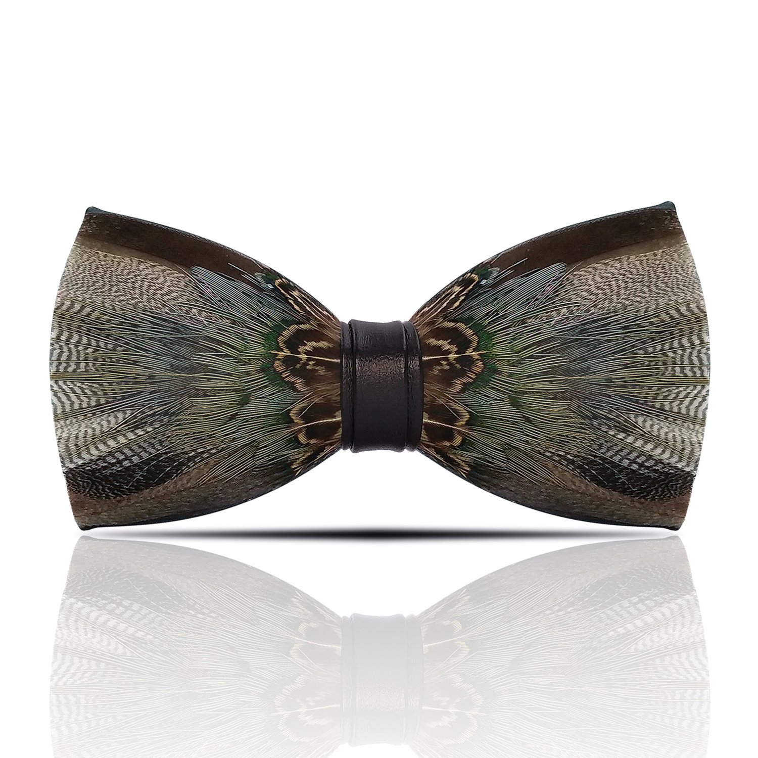 Lanzonia Feather Bow Tie for Men's Handmade Bowtie