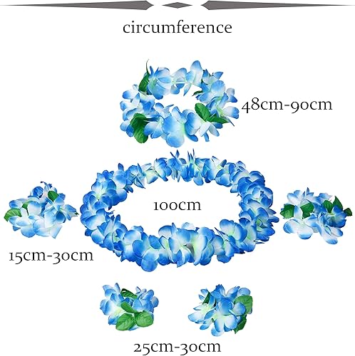 Miniatura 2 de Udalyn Hawaiian Luau Flower Leis Jumbo Collares, pulseras con diadema y tobilleras, juego de 6 a 7