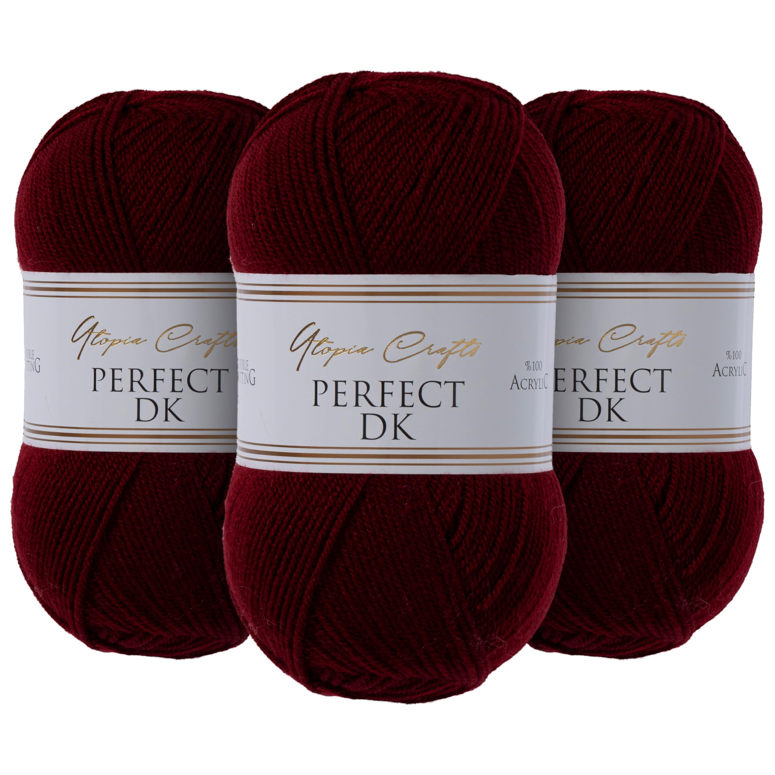 Utopia Crafts DK Double Knitting Yarn 3X 100g (Burgundy)