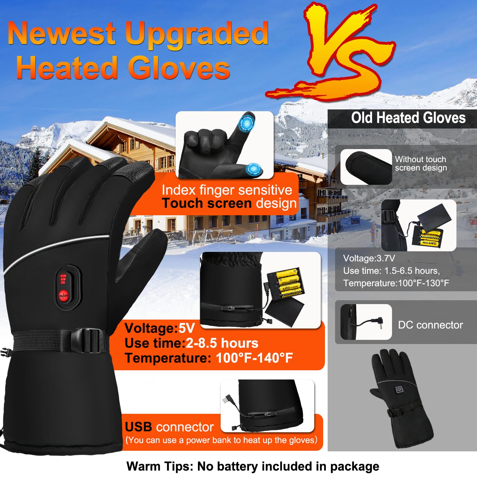 Hccsport Heated Gloves For Men Women, Rechargeable 5000mAh