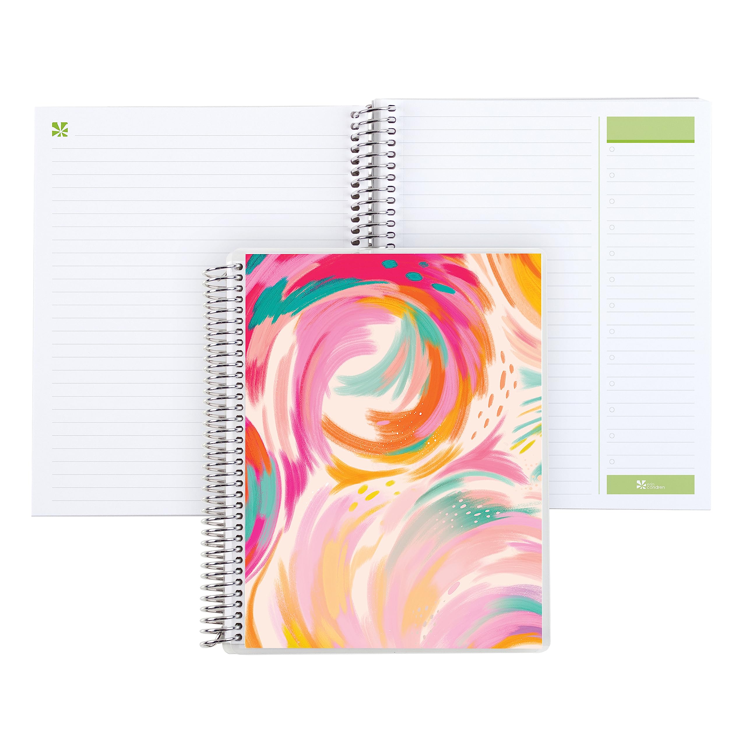 Erin Condren 7" x 9" Productivity Platinum Spiral Notebook - EttaVee Inspire. 160 Pages for Note Taking & Writing Notebook. 80 Lb. Thick Mohawk Paper. Stickers Included