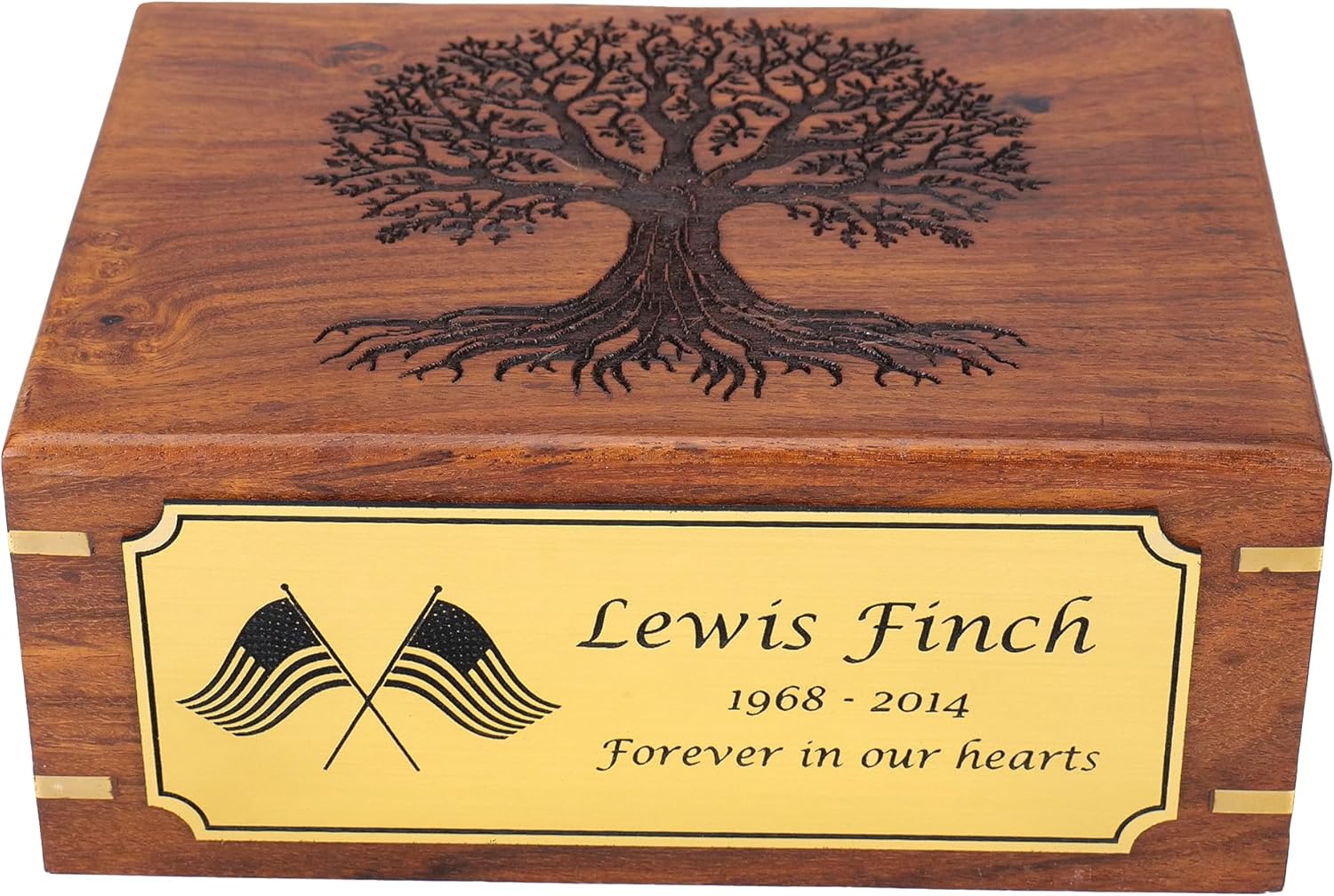 Personalized Cremation Urn for Human & Pet Ashes, Tree of Life Wooden Memorial Urns Box for Adults, Male/Female, Funeral Burial Urn, Custom Sizes S - XL (40–250 lbs Capacity) - Handmade Wood Urns
