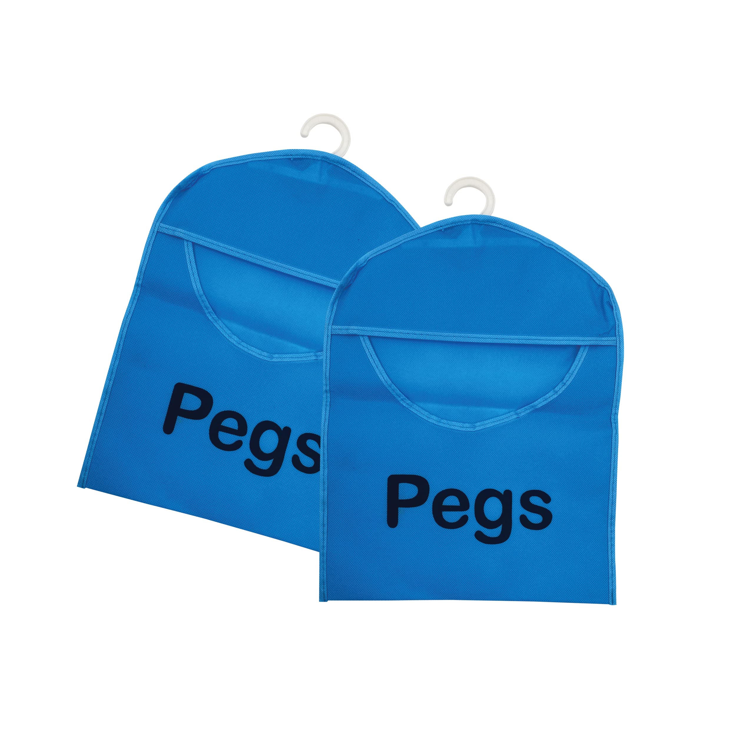 Laundry Mate2X Peg Bag for Washing Line with Hanger Waterproof Non Woven Fabric Peg Bag with Durable PVC Hanging Hook - Blue x2