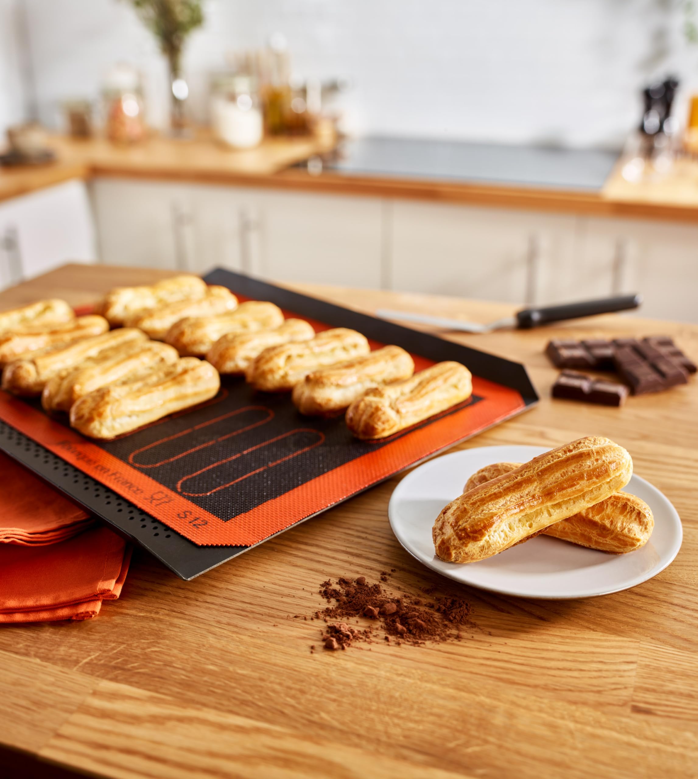 Silpat Toile de Cuisson Boulangère Éclairs 42 x29,5 cm – Antiadhésive et Réutilisable – Cuisson Uniforme Sans Graissage – Idéale pour Pâtisserie Maison – Résistant, Qualité Professionnelle