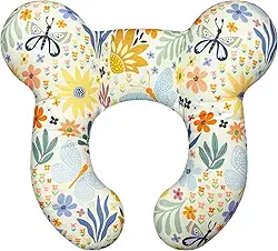 Travesseiros de pescoço de bebê – Almofada de viagem infantil atualizada para cabeça e pescoço de criança, travesseiro de pescoço infantil para carro avião carrinho de bebê – Flor A