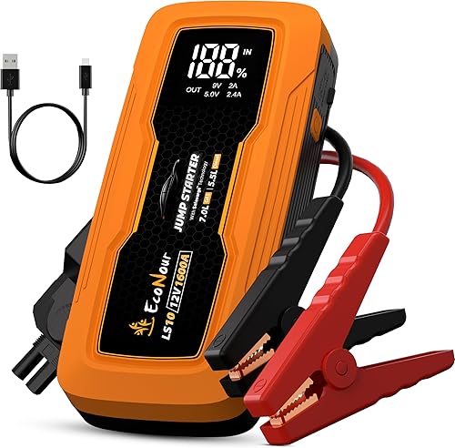 Miniatura 8 de EcoNour arrancador de batería portátil para coche 4000 A – paquete de potenciador de batería de 12 V para motores de hasta 10 L de gasolina y 10 L