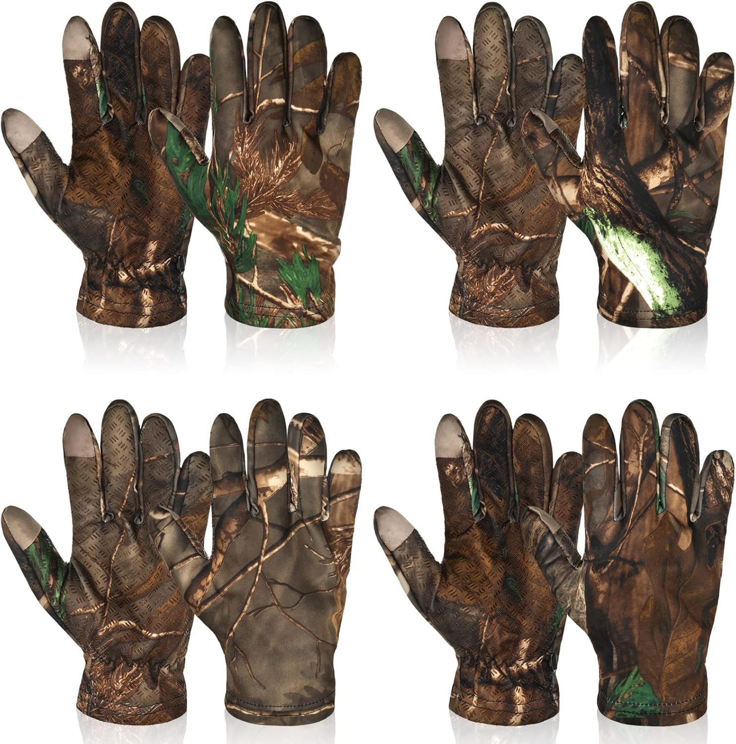 Hungdao 4 Pairs Camouflage Hunting Gloves Lightweight Men’s Camo Gloves for Turkey Fishing Outdoor Activities Hunting Accessories for Women