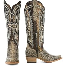 Soto Boots Women's Python Print Tall Cowboy Boots with Side Zipper M50068