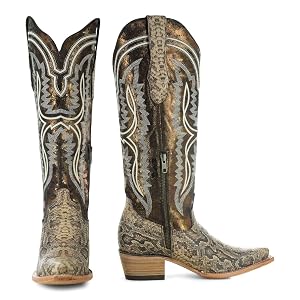 Soto Boots Womens Python Print Tall Cowboy Boots with Side Zipper M50068