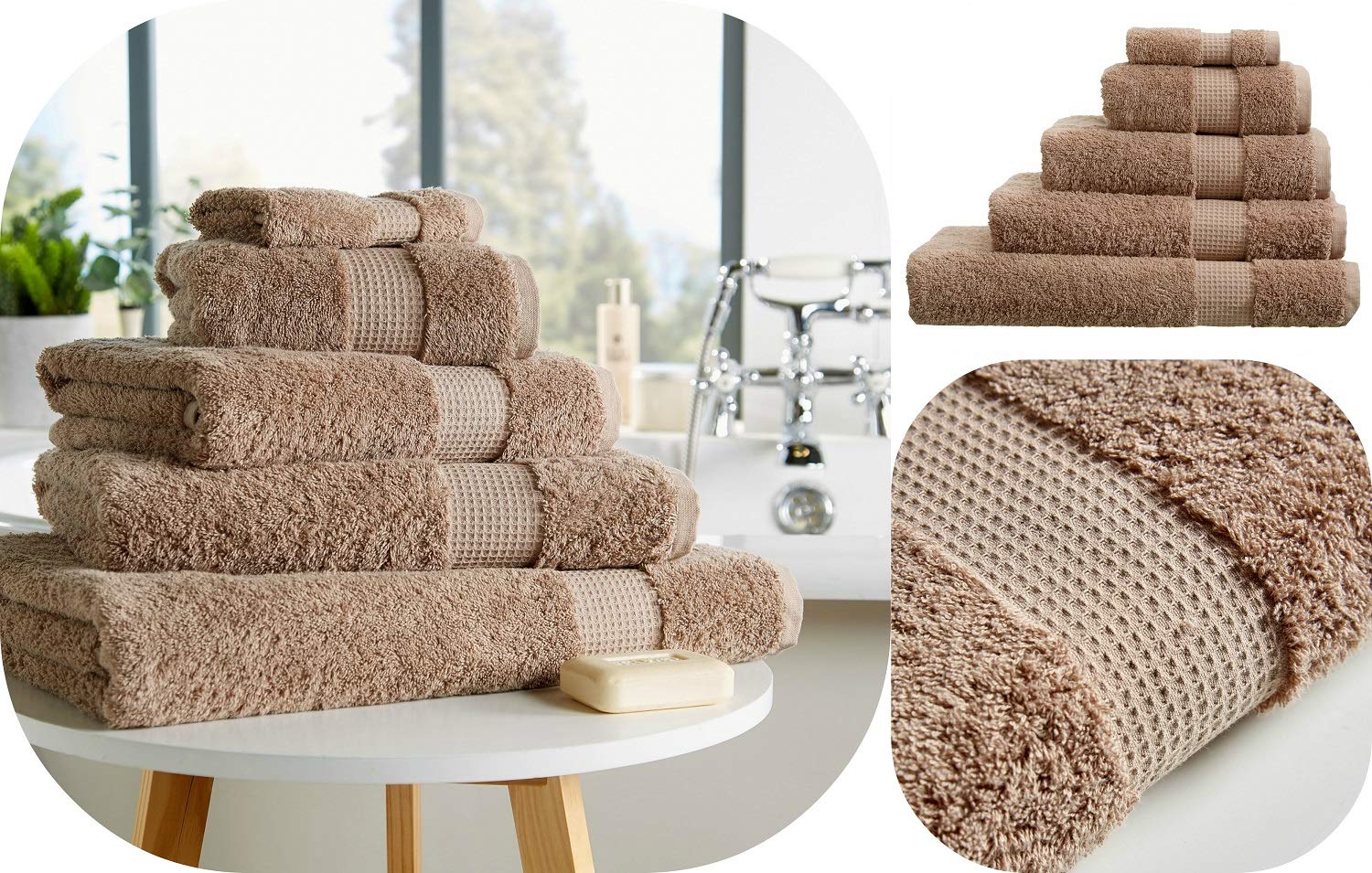 voice 7 Supreme Egyptian Cotton Towels 5 Colors - Thick 700 gsm Luxe Collections Soft Absorbent and Quick Dry Towel (2 x Bath Sheets, Natural)