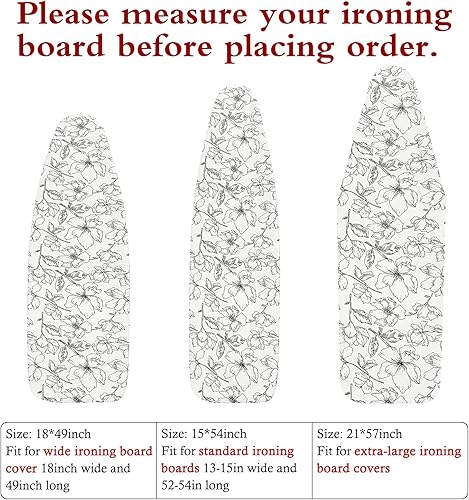Miniatura 2 de Funda extra ancha para tabla de planchar y almohadilla de repuesto con acolchado grueso resistente a las manchas y a las manchas y borde elástico de