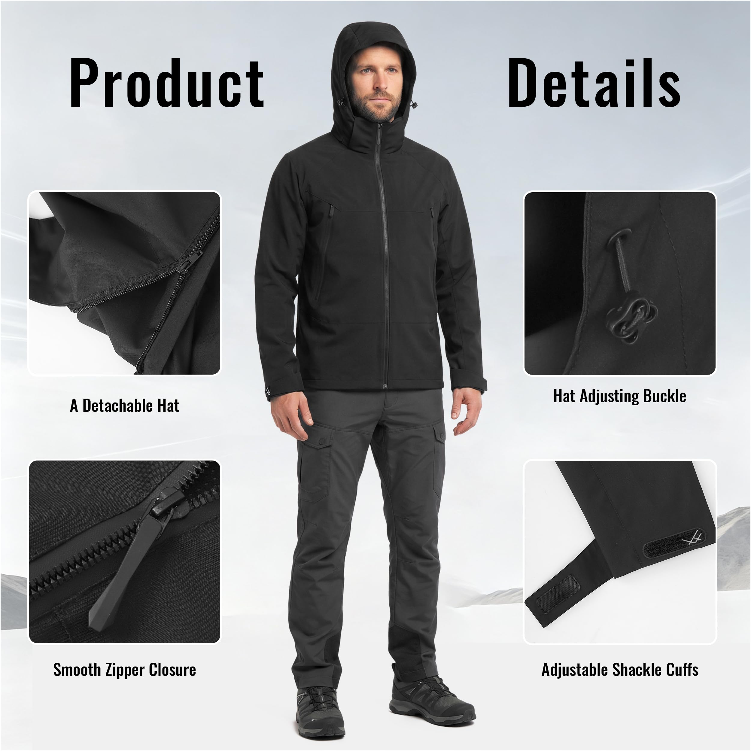 SUKUTU Hommes imperméable veste manteau extérieur imperméable au vent léger randonnée couleur bloqué veste capuchon manteau pluvial
