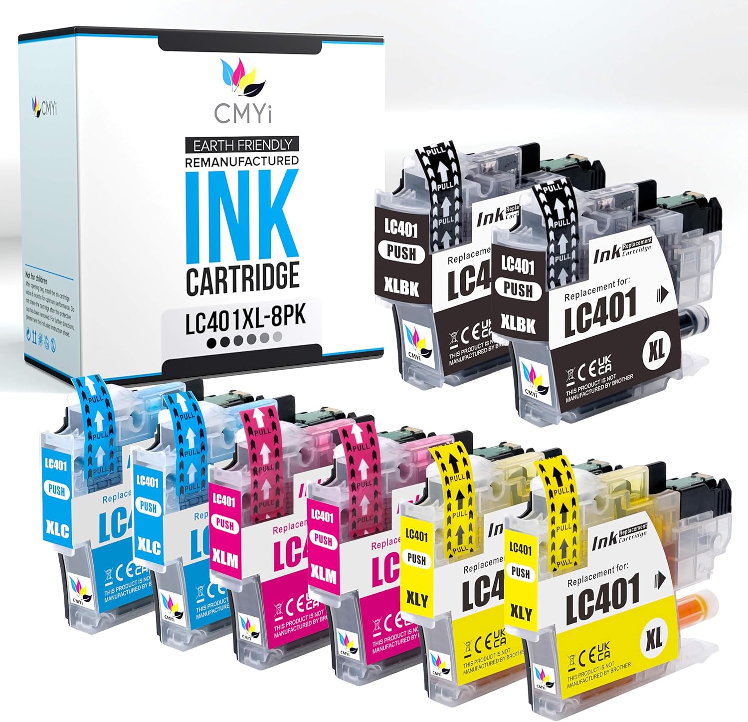LC401XL Replacement Combo Pack Ink Cartridges for Brother DCP-J1800DW, MFC-J1010DW, J1012DW, J1170DW, J1800DW Printer (1 Black, 1 Cyan, 1 Magenta, 1 Yellow)