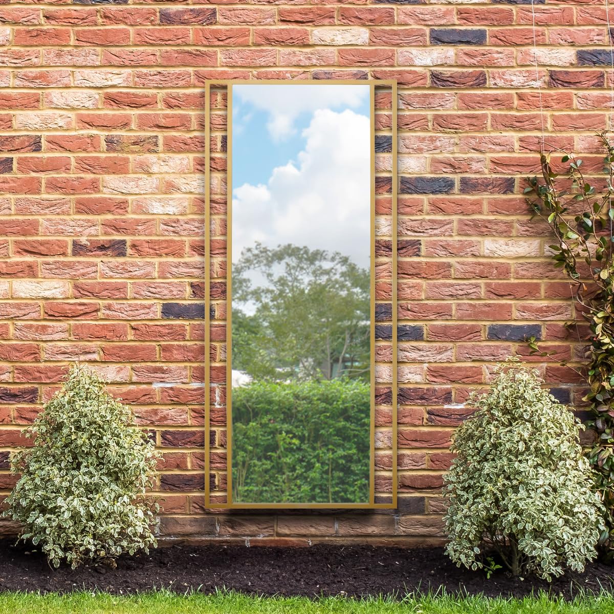 The Genestra New Extra Large Gold Modern Garden Mirror - 71""x31"" 180x80cm