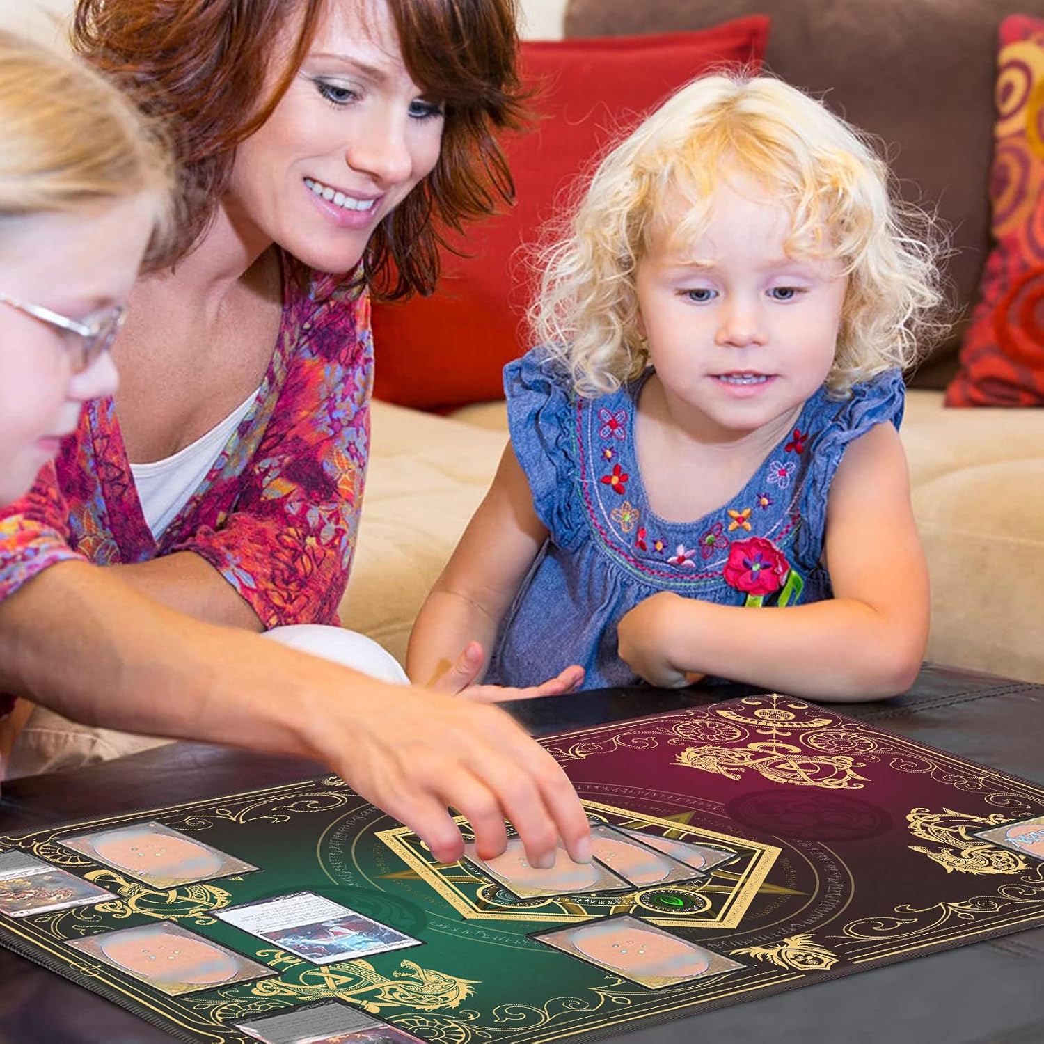 Playmat with Zones for MTG Card Game, 24"x14" Commander Deck Gaming Desk Mat, Five Elements