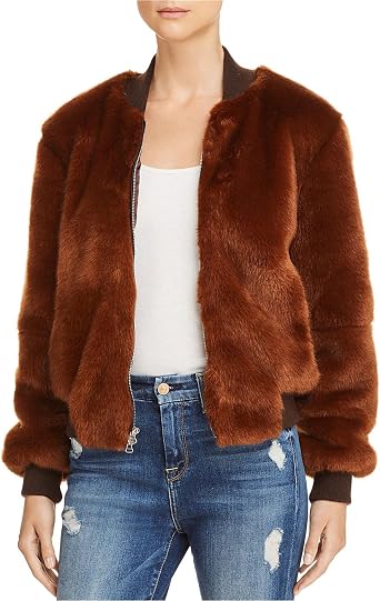 Elizabeth and James Womens Ellington Faux Fur Cold Weather Bomber Jacket