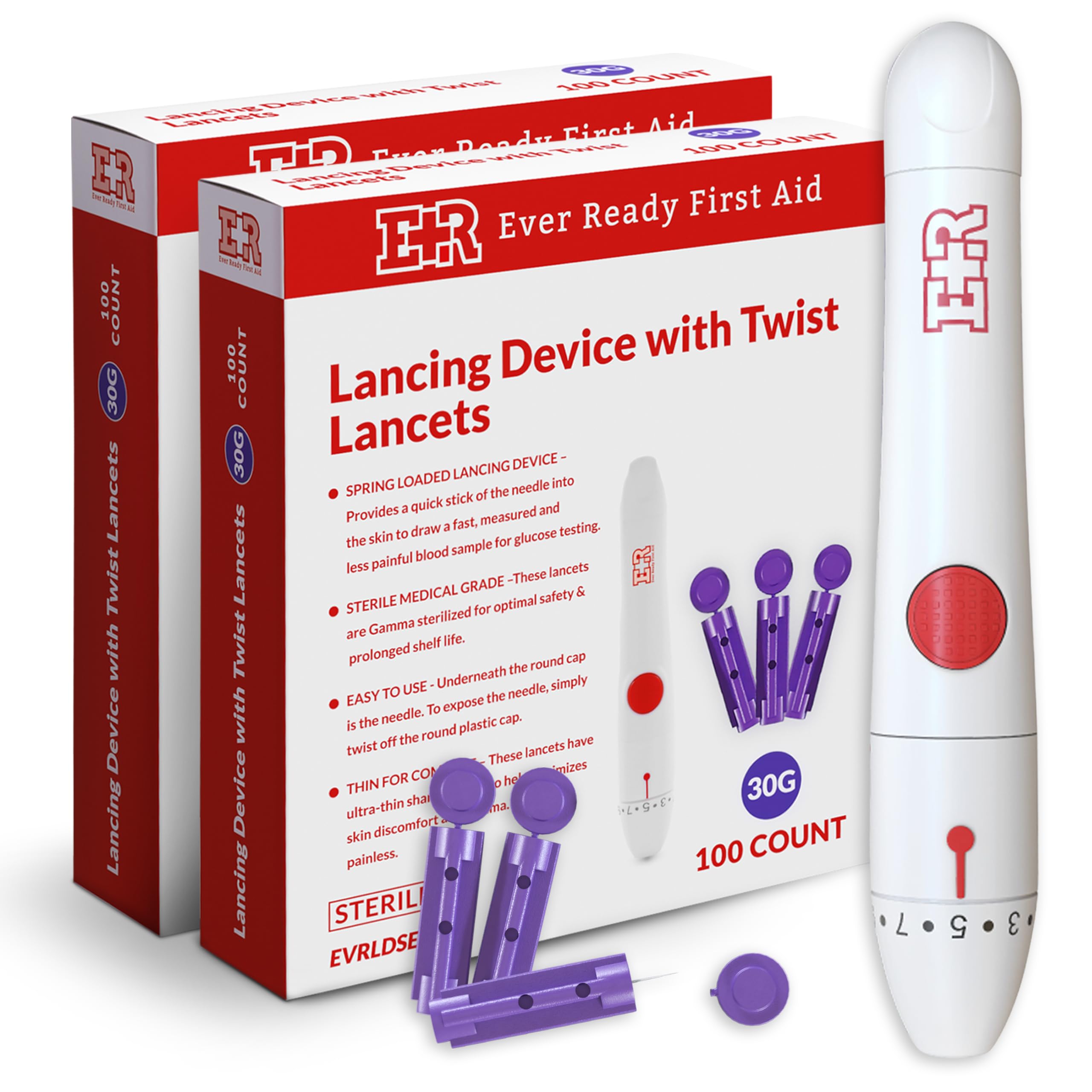 Amazon.com: Ever Ready First Aid Lancing Device with 100 30 Gauge