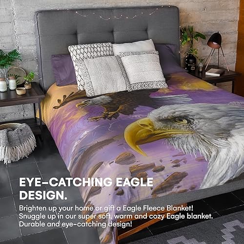 Miniatura 5 de Dawhud Direct Eagle - Manta de forro polar para cama, 75 x 90 pulgadas, tamaño Queen, manta de forro polar de águila voladora para mujeres, hombres