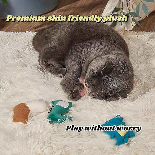 Miniatura 6 de Juguetes de hierba gatera para gatos de interior  Paquete de 6 juguetes de felpa orgánica para patear, resistentes a las mordeduras, lindos juguetes