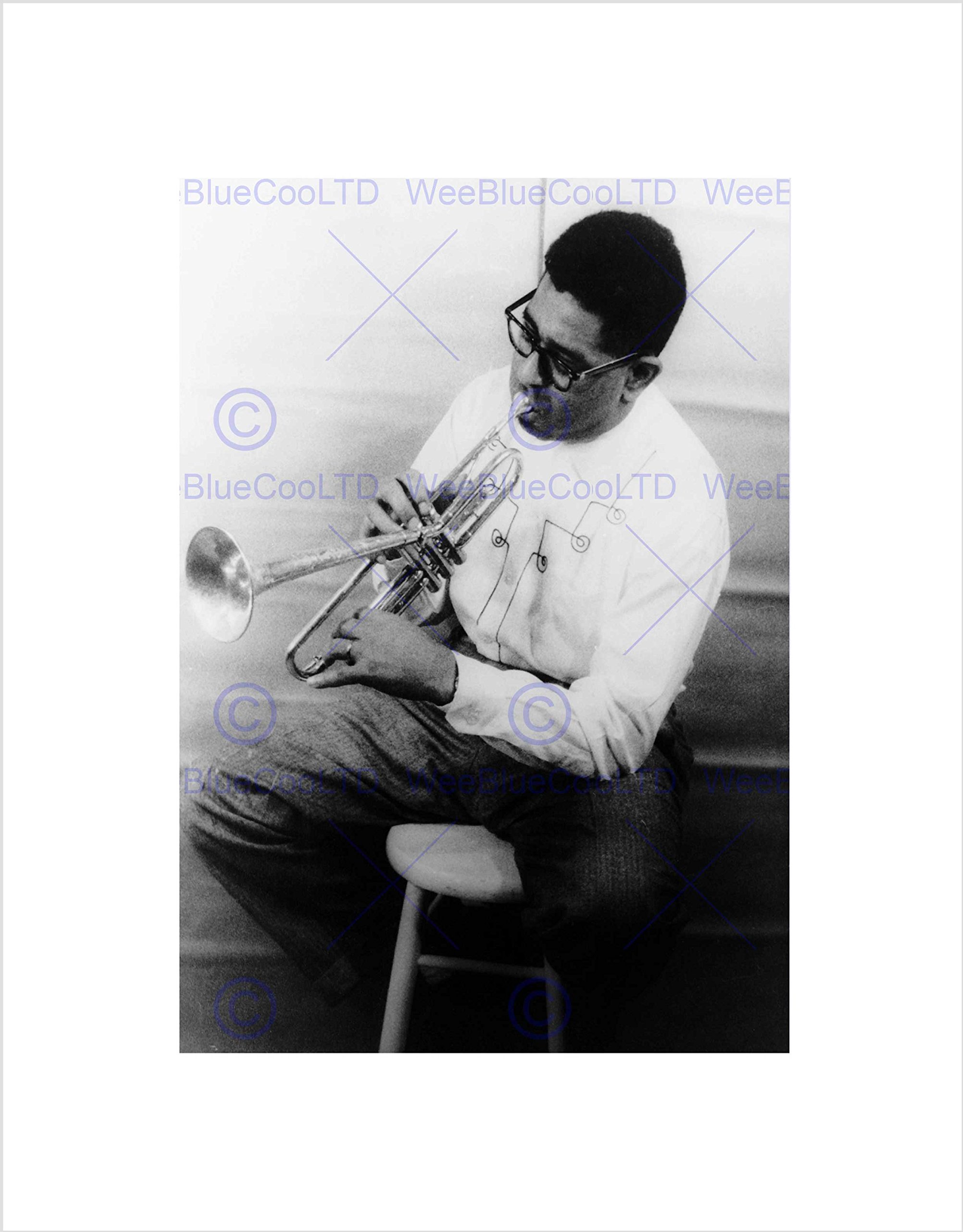Wee Blue Coo Music Vintage Portrait Dizzy Gillespie Trumpet Legend Wall Art Print