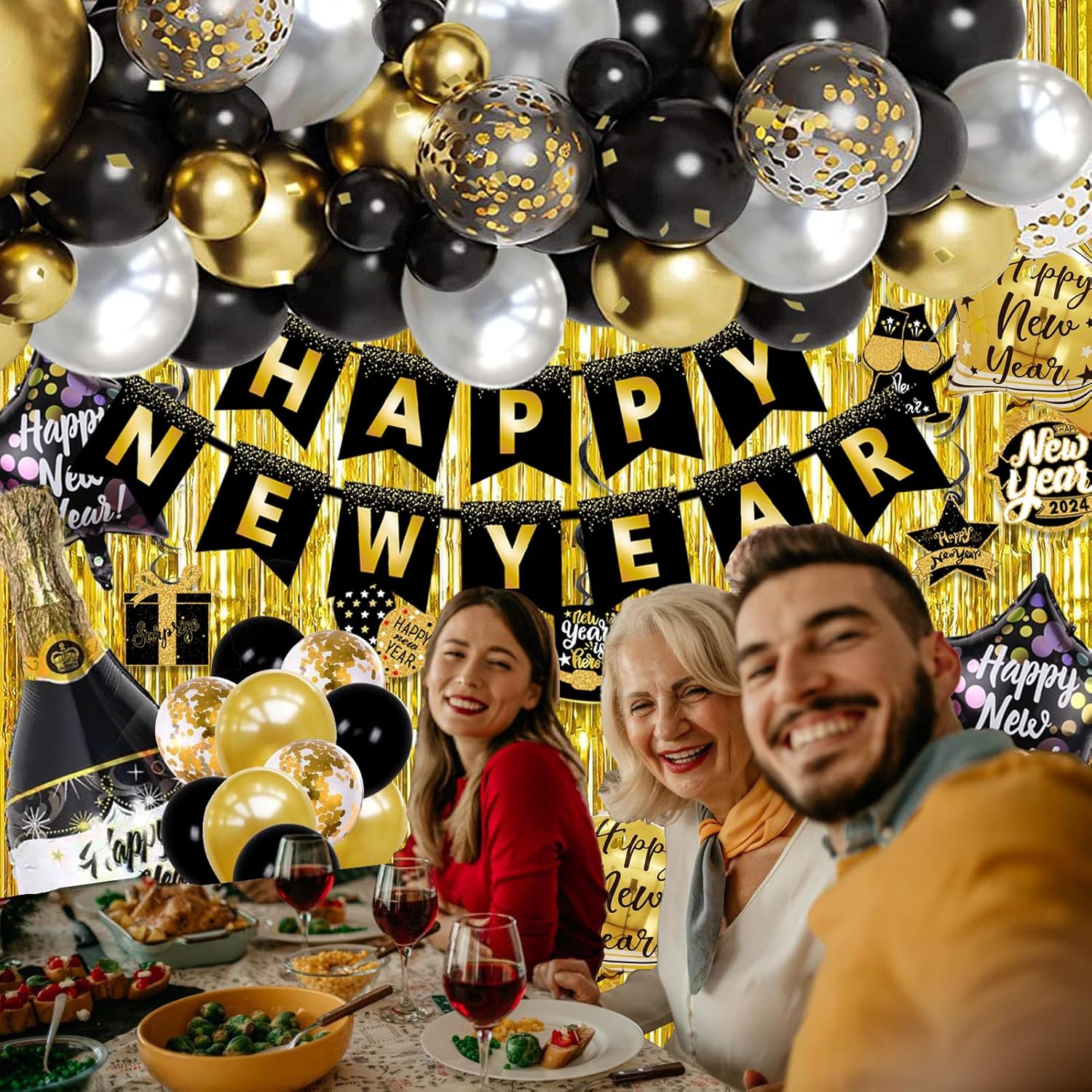 8 Piatti Quadrati Per Festa Di Capodanno 2019: Stoviglie Metallizzate Oro E Argento, 23x23 Cm, USA E GETTA