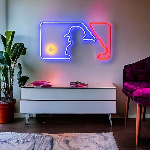 Miniatura 2 de Letrero de neón de béisbol, luz LED de béisbol para decoración de pared para sala de juegos, sala de deportes, bar, sala de estar, oficina,