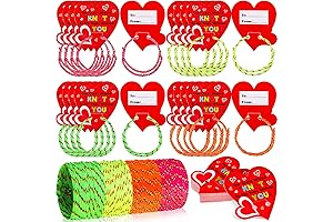 Sratte 50 Pack Valentine's Day Friendship Bracelets with Heart Cards
