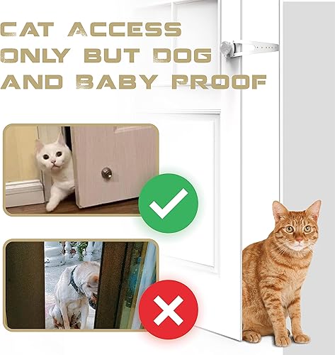 Miniatura 5 de Pestillo ajustable para puerta de gato, manera extra fácil para caja de arena a prueba de perros para gatos, mantener la puerta abierta, siete