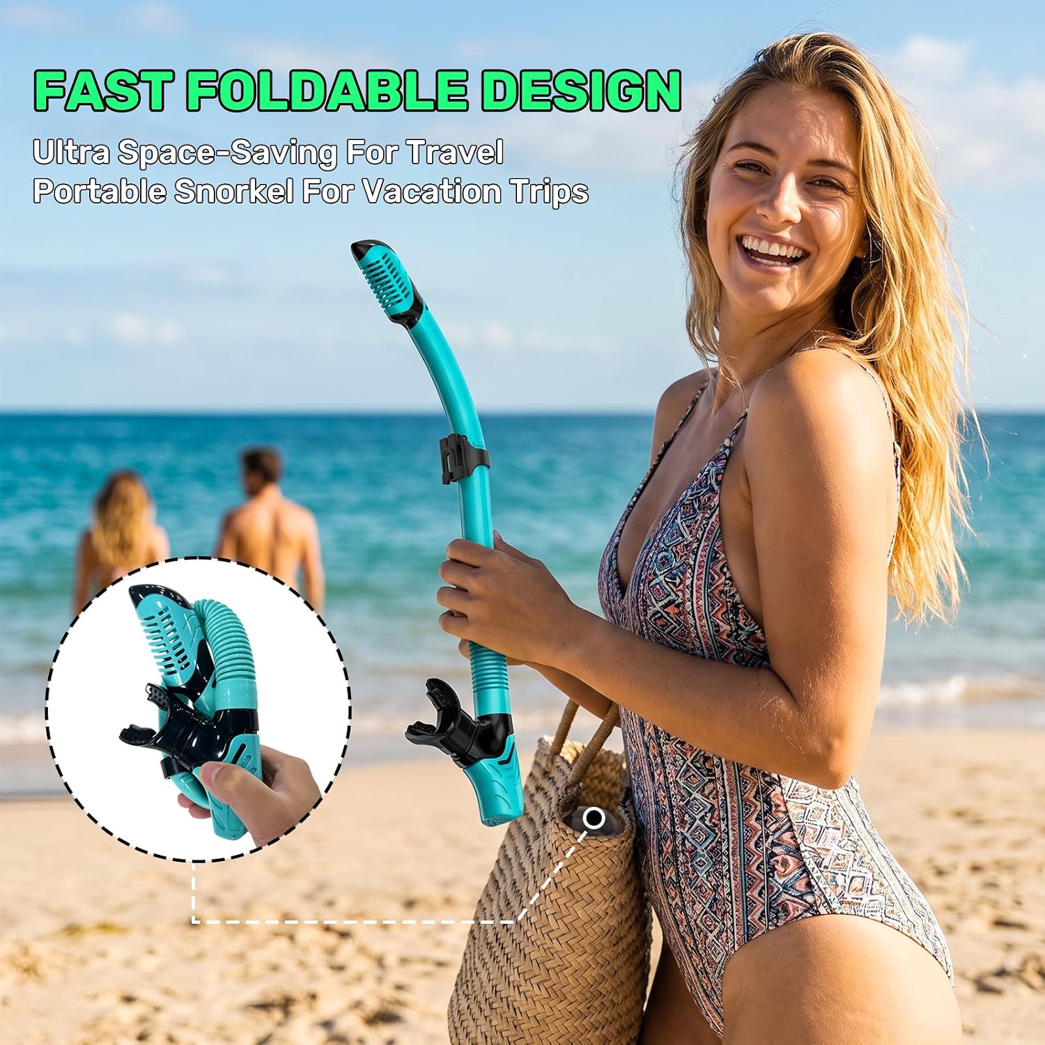 Dry Top Snorkel for Swimming and Snorkeling, Anti Splash Diving Breathing Tube with Adjustable Clip, Comfortable Silicone Mouthpiece, Waterproof Snorkeling Gear for Adults and Kids