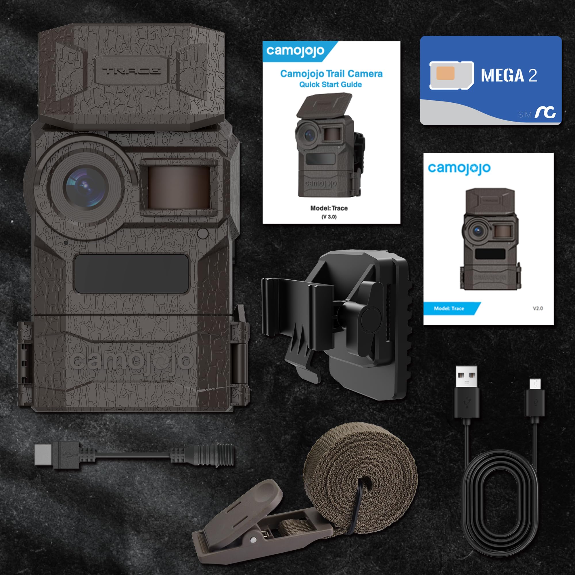 Camojojo Trace Wildkamera Handyübertragung mit SIM 4G LTE, Wildtierkamera mit bewegungsmelder Nachtsicht, Wärmebildkamera Jagd mit IP66 wasserfest, 32GB SD-Karte, APP- Multifunktionen längere Laufzeit