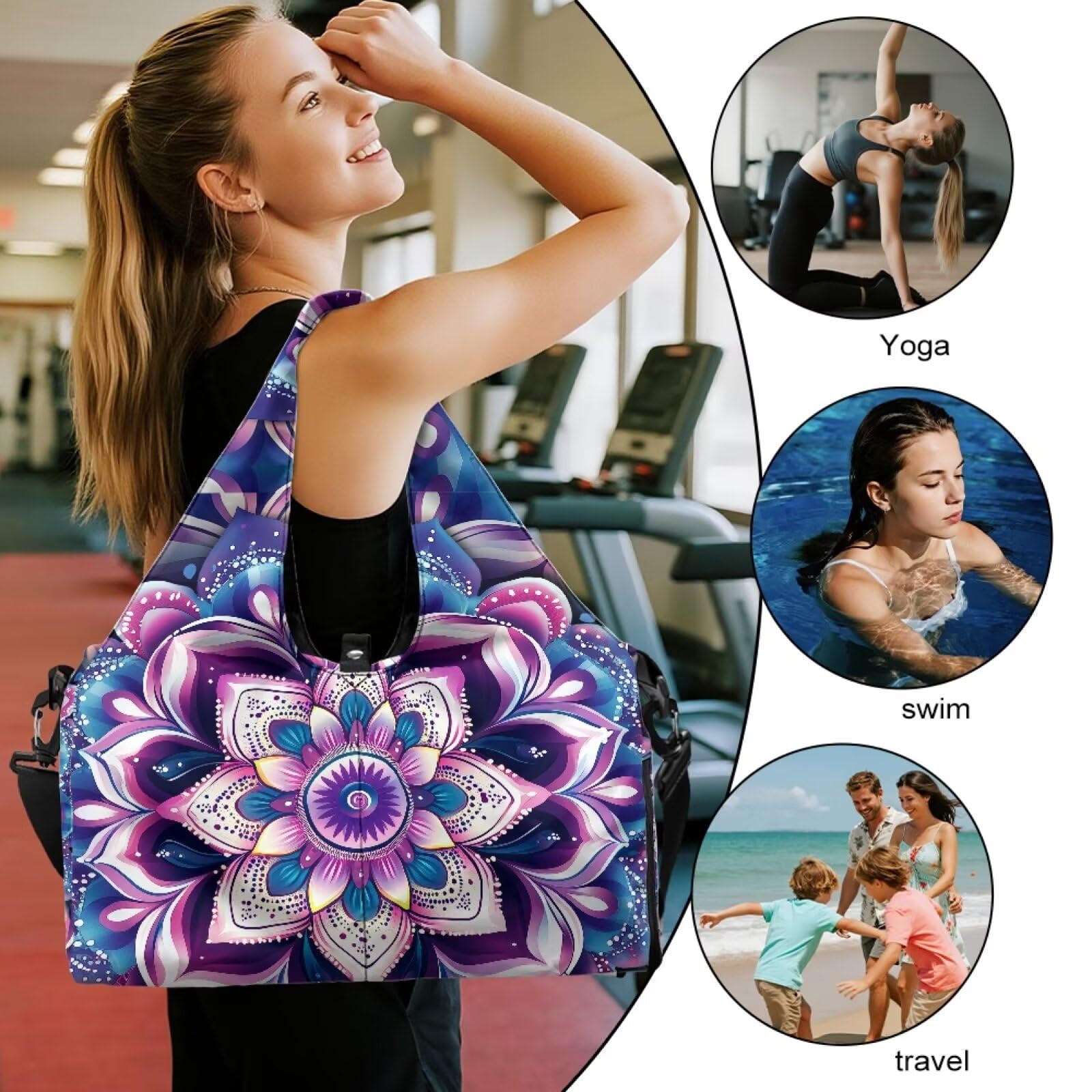 Yogatasche für Damen mit Yogamatten-Tragetasche und Schuhfach, Pilates-Schultertasche