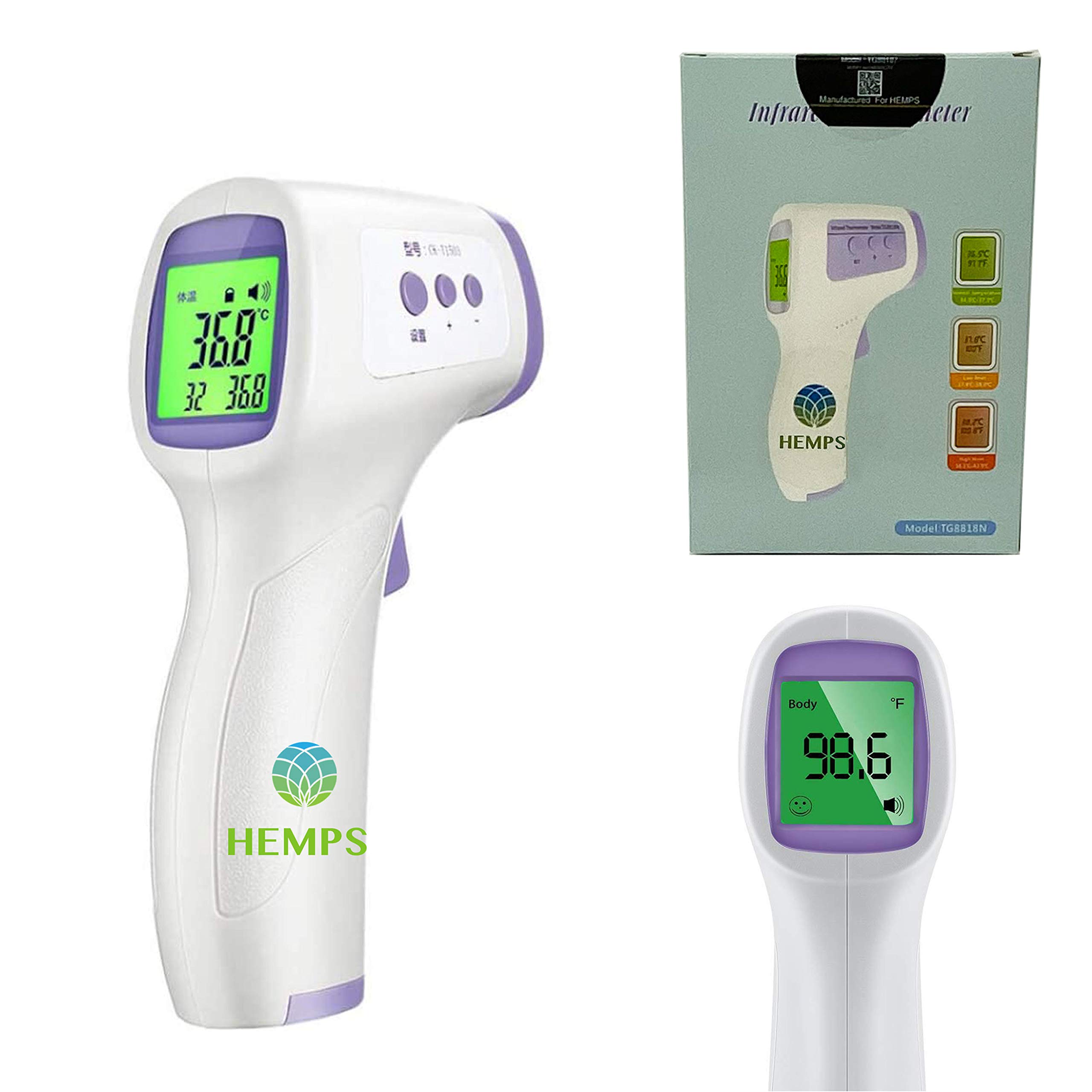 Digital Infrared Forehead Thermometer, Non-Contact for Adults and Kids with 3 Function - Fever Alarm, Large LCD Screen and Data Memory