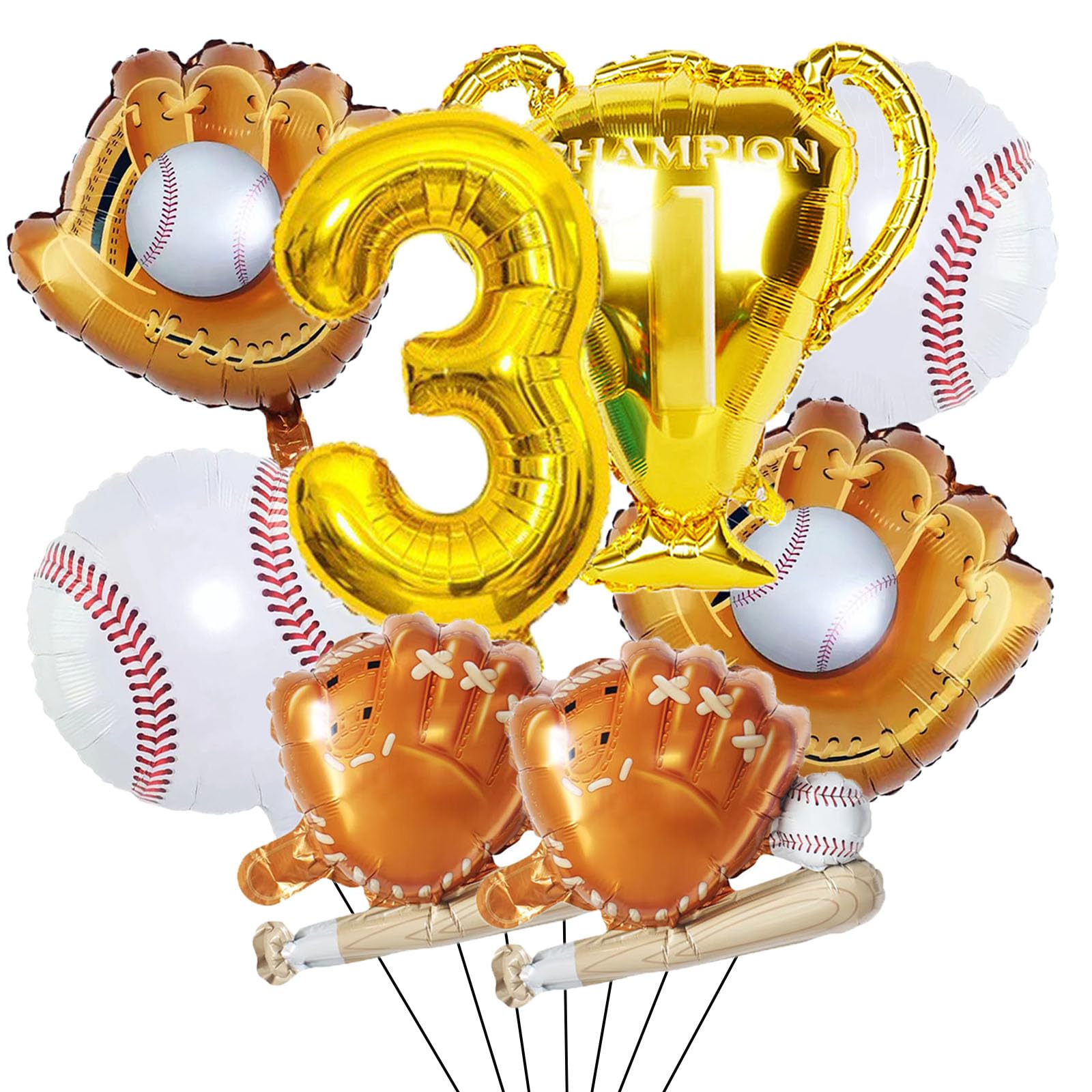 3rd Baseball Foil Balloons Party Decorations Baseball Glove Mylar Balloons for Kids 3rd Birthday Baby Shower Sports Baseball Theme Party (3rd Birthday)