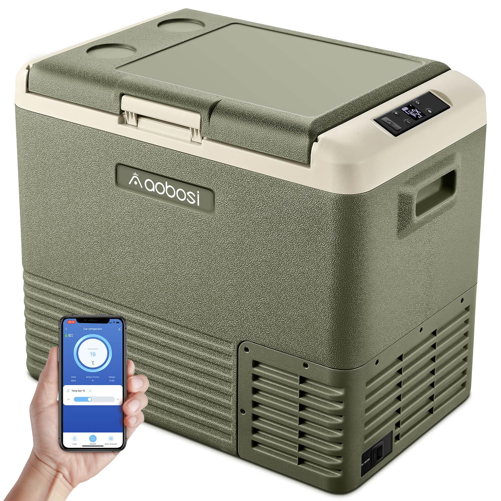 AAOBOSI Nevera Portatil, Nevera Portatil Electrica 50L -20°C - 20°C, 12/24V, nevera coche para suv, automóviles, vehículos comerciales, automóviles deportivos y camiones.
