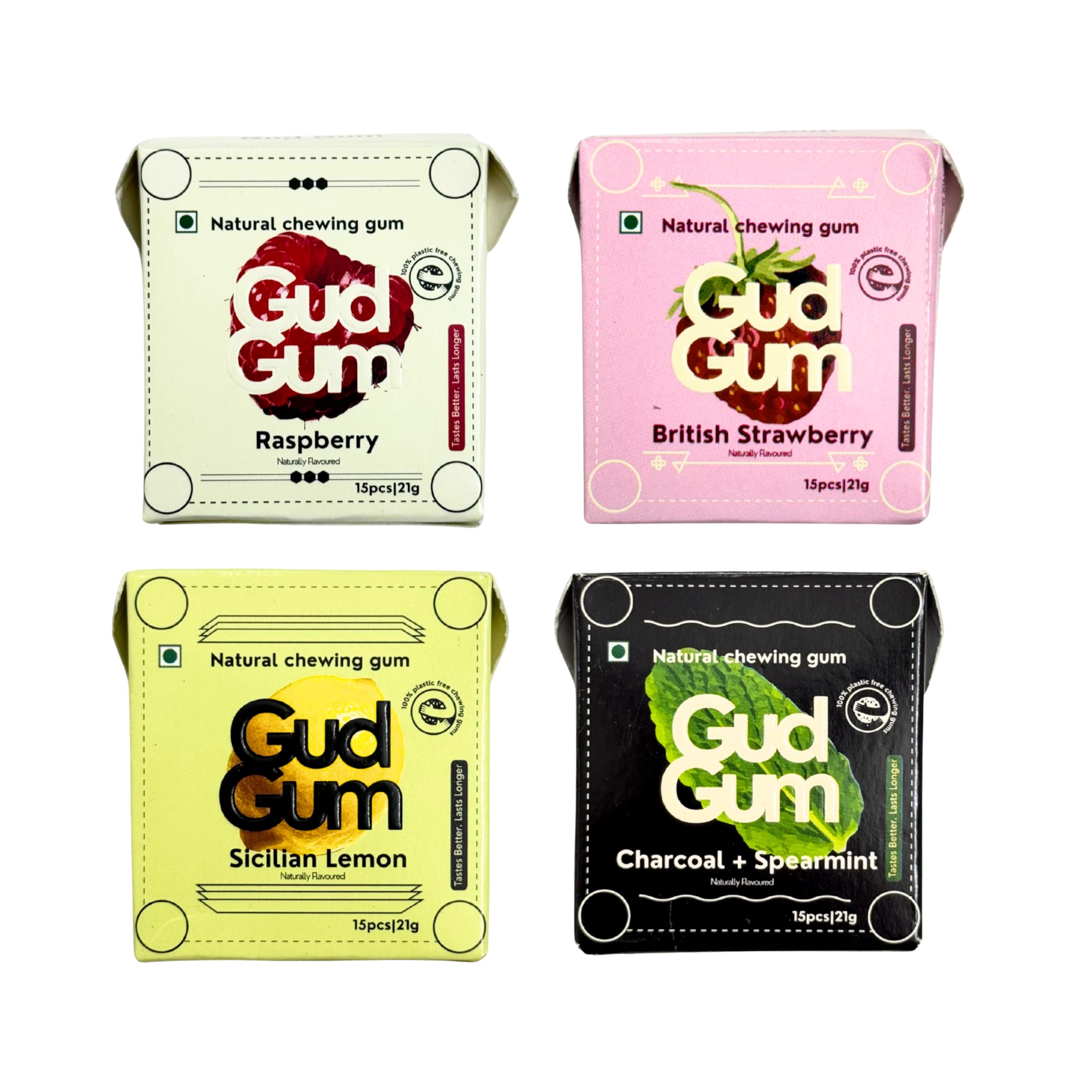 Natural, Plastic Free Chewing Gum -21g x 4 - Mini Pack of 4- No added artificial colours, flavours & sweeteners