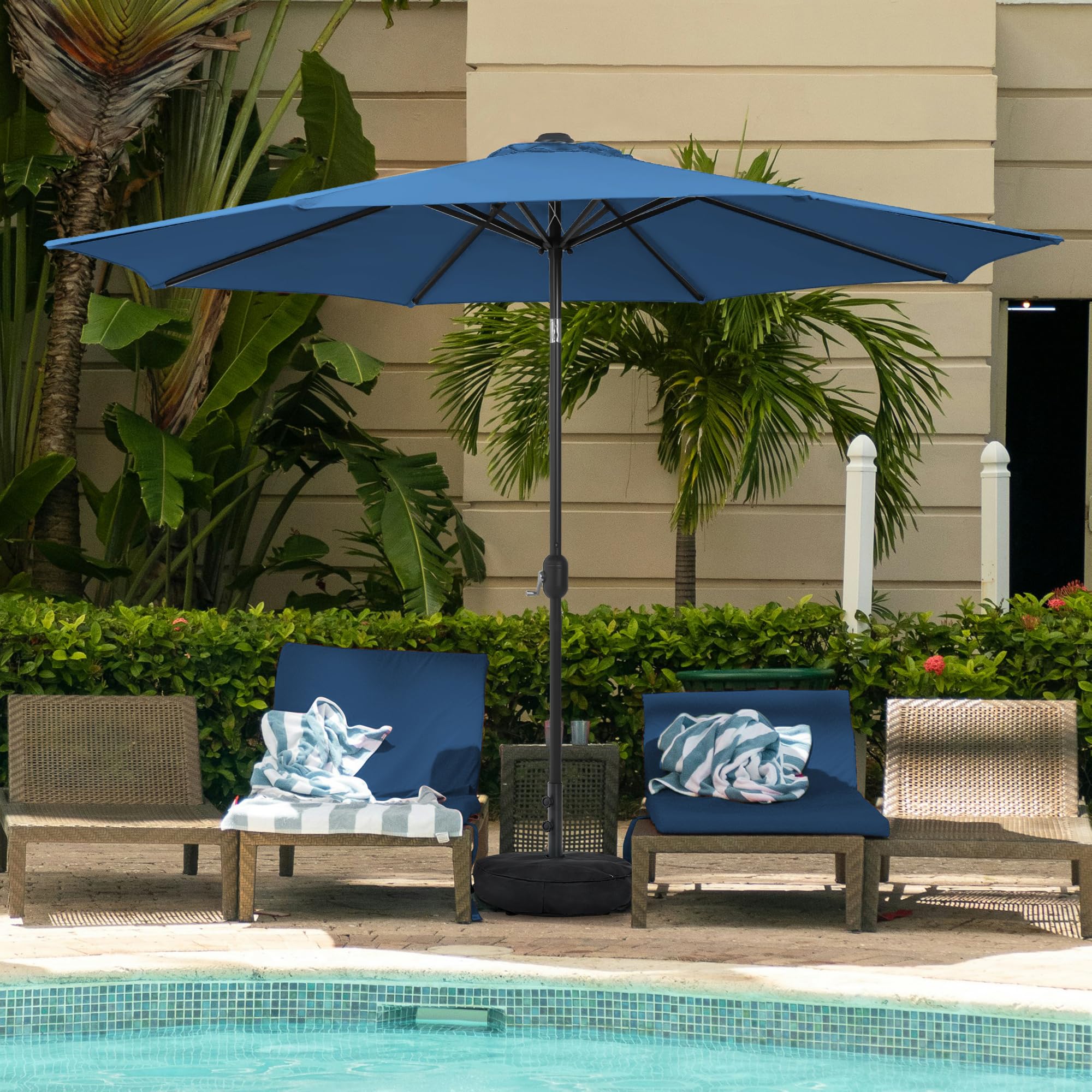 Sundale Outdoor 11 ft Patio Umbrella with Sand Bag Umbrella Base Included, Outdoor Umbrella with Tilt and Crank, Navy : Patio, Lawn & Garden