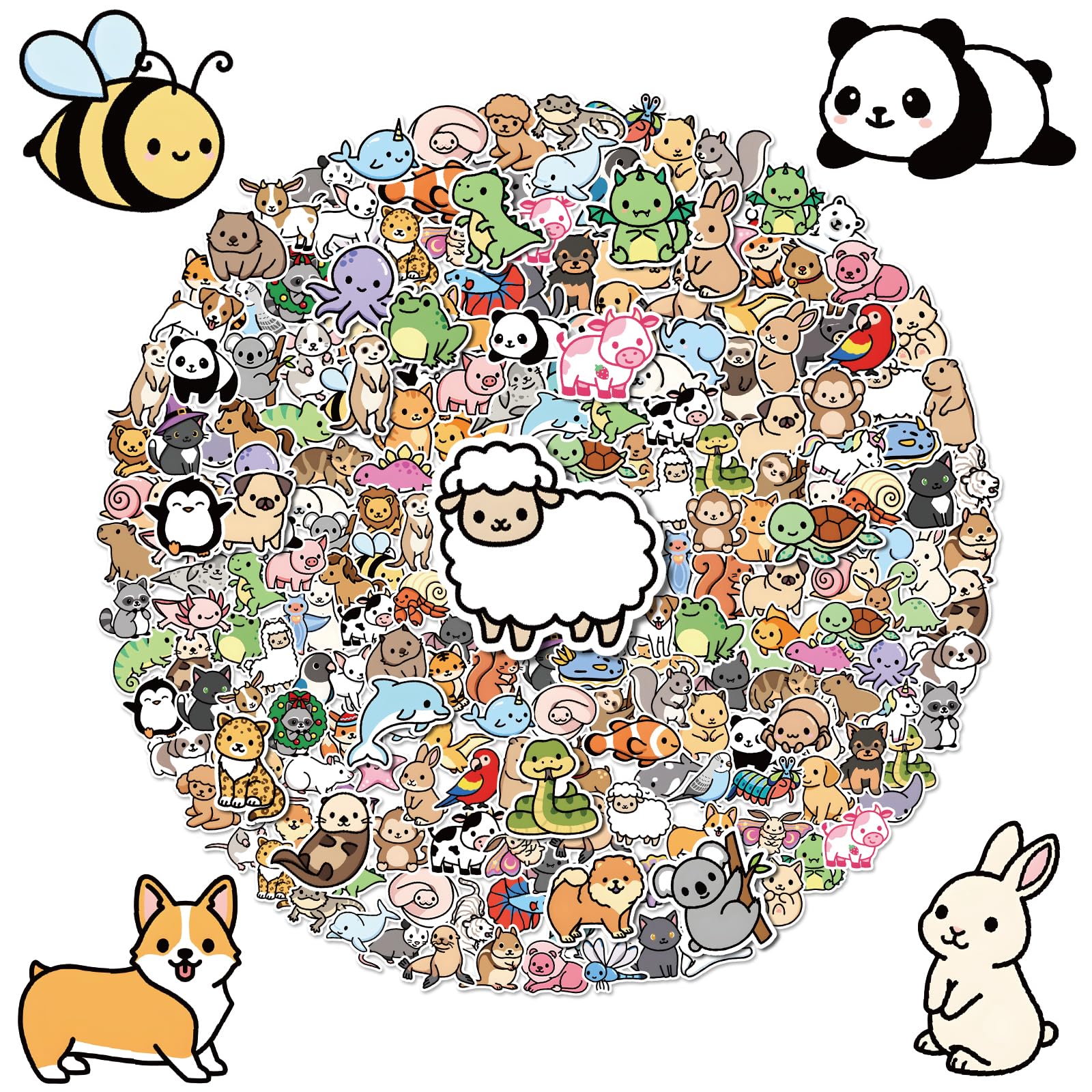 G2PLUS 300PCS Animal Stickers for Children: Cute Waterproof Vinyl Stickers for Kids’ Water Bottles, Classroom Rewards