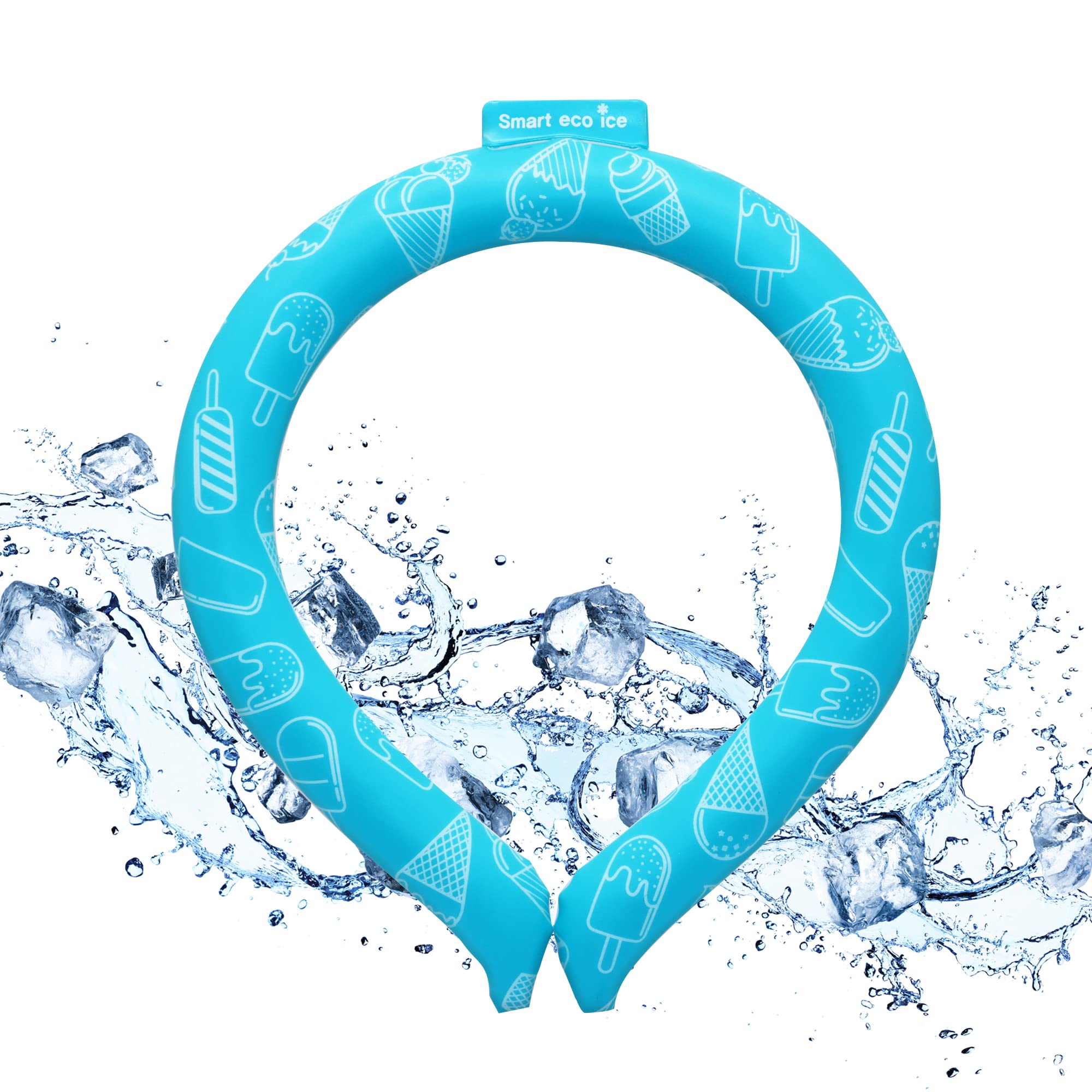 INCONTRO, Smart ice Neckband, Neck Cooling Tube, Wearable Cooling Neck Wraps for Summer Heat, Cooling Starts at 80.6℉, Reusable, All Sports Outdoor (Ice Cream Design) (Large)