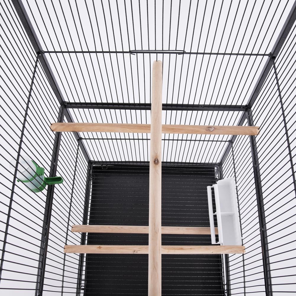 BAKAJI Voliera XXL per Uccelli Pappagalli Canarini Parrocchetti Altezza 160 cm Gabbia Grande in Metallo Bird House con Cassetto Estraibile per la Sabbia, Adatta per Interno ed Esterno