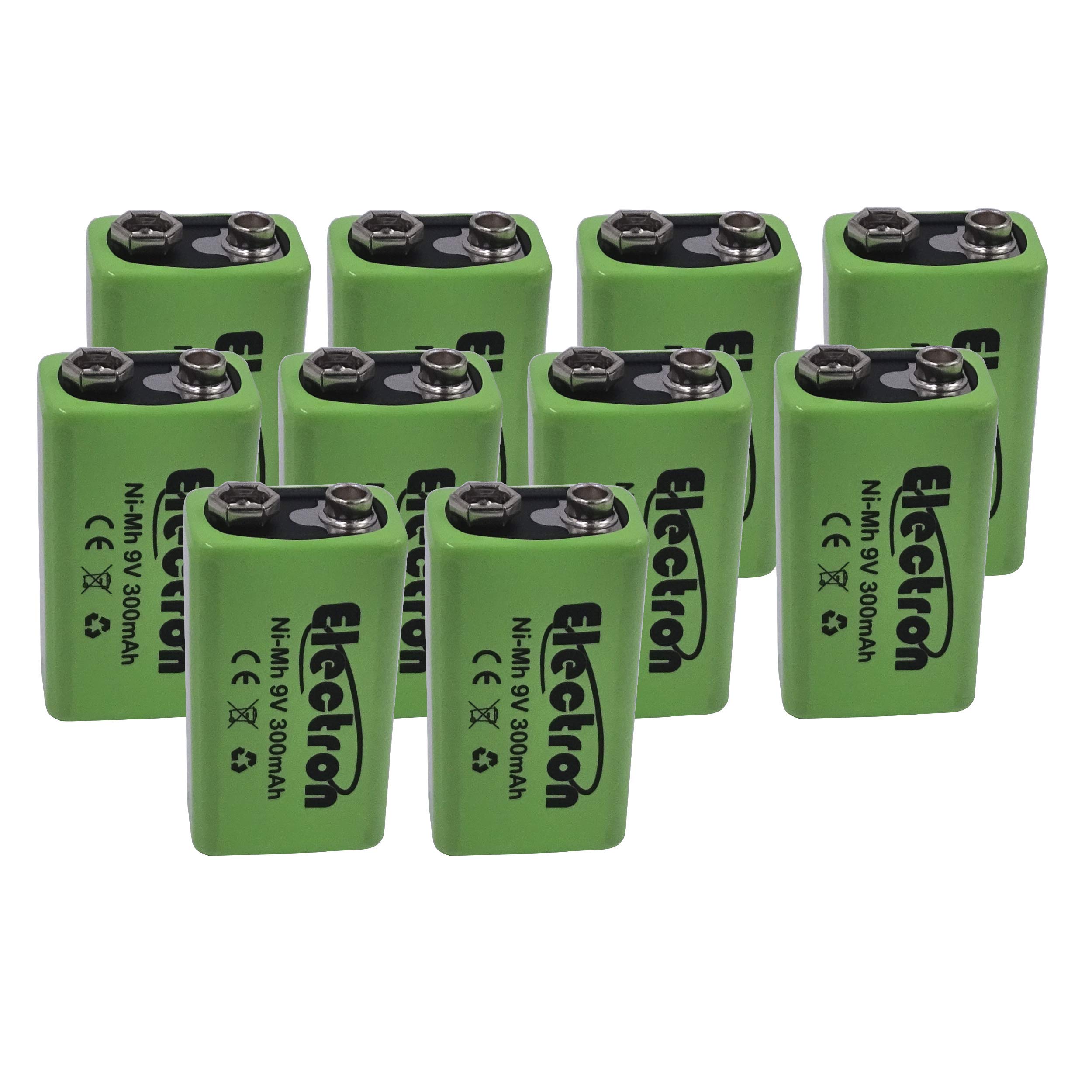 10 x Pile Batterie Rechargeable Ni-MH 9 V 300 mAh 9 V NiMH Accumulateur battery