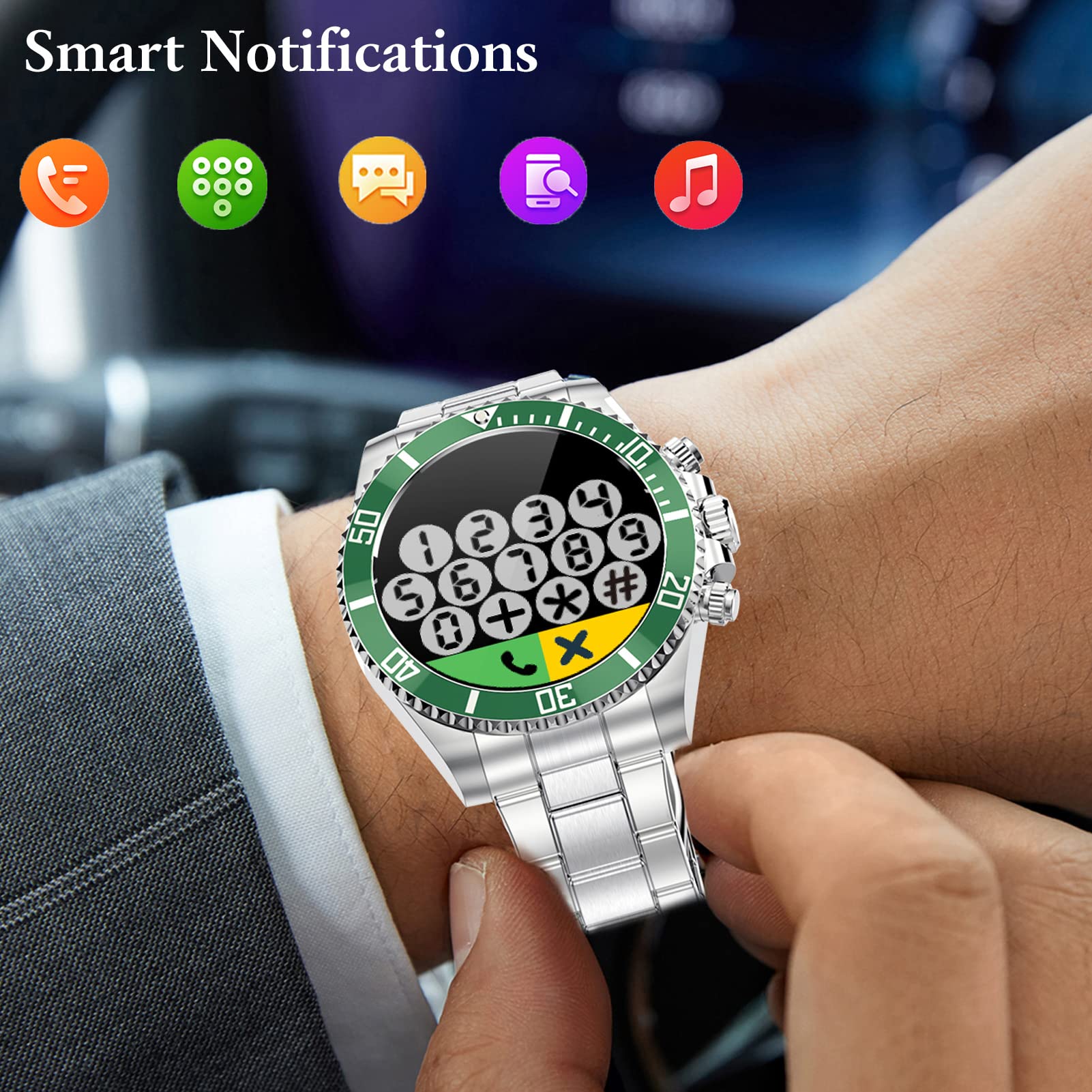 Smart Watch Fitness Tracker, śledzenie zdrowia pulsometr IP68 wodoodporny smartwatch pasek ze stali nierdzewnej, złoty czarny