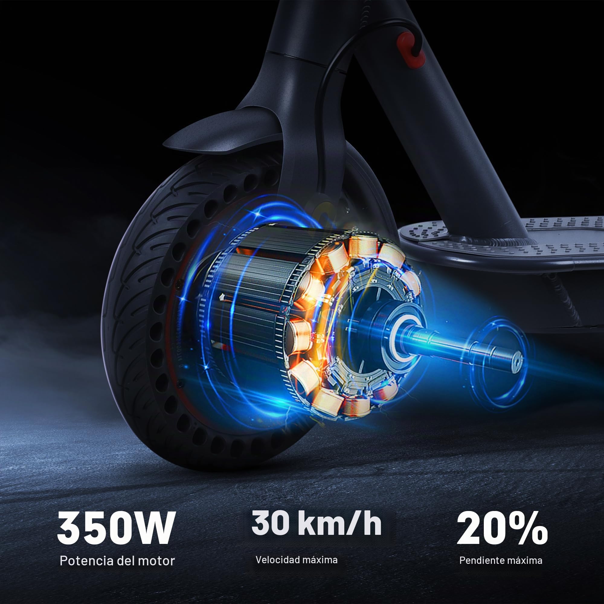 Patinete Eléctrico Plegable Mankeel para Adultos con Ruedas Macizas de 10 Pulgadas, Autonomía de 40 km, Velocidad de 25 km/h, Ideal para Adolescentes y Adultos