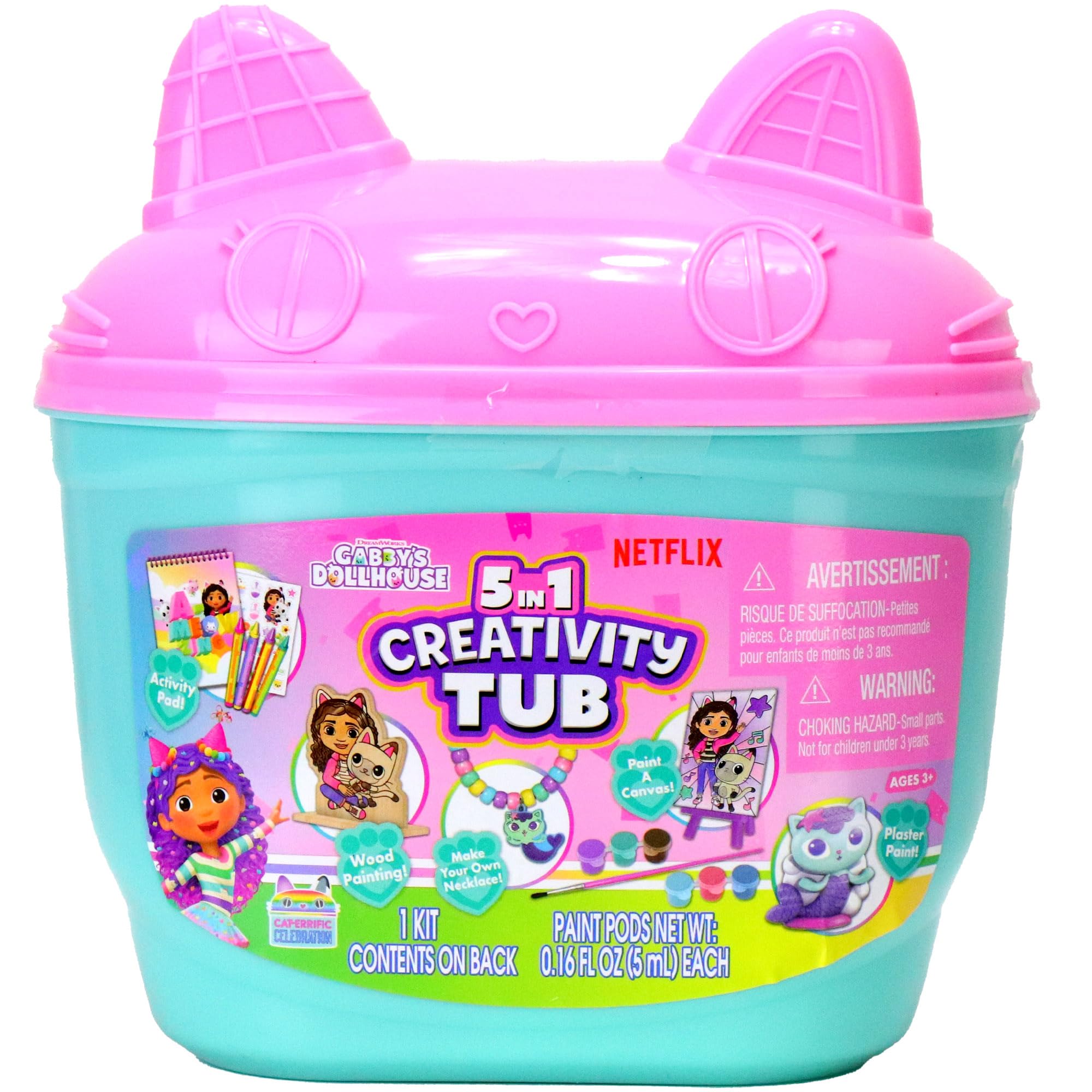 Tara Toys Gabby's Dollhouse 5-in-1 Creativity Tub Multi-Activity Art Kit for Kids with Coloring, Stamps, Stickers, and Fun Craft Materials Great Gift for Girls Ages 3+ - dollhouses | Mubboo