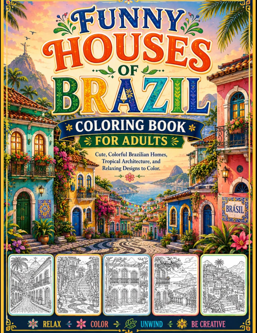 Funny Houses of Brazil Coloring Book for Adults: Cute, Colorful Brazilian Homes, Tropical Architecture, and Relaxing Designs to Color