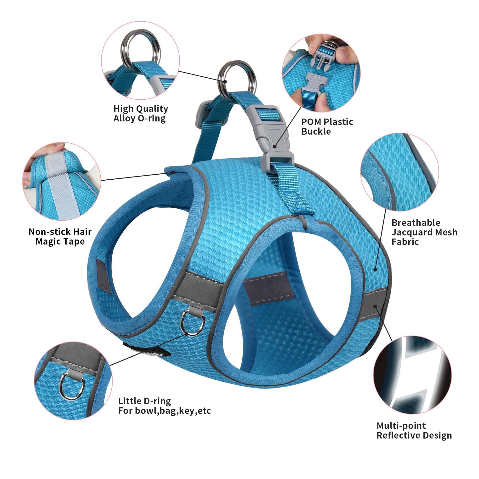 AIITLE Dog Harness No Choke Over, Step in Adjustable Dog Harness with a Leash, Breathable Mesh and Quick-Release Buckle - Image 4