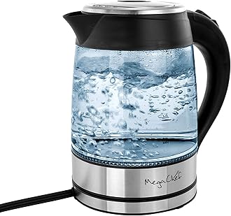 MegachefGlass and Stainless Steel Electric Tea Kettle, 1.8 L